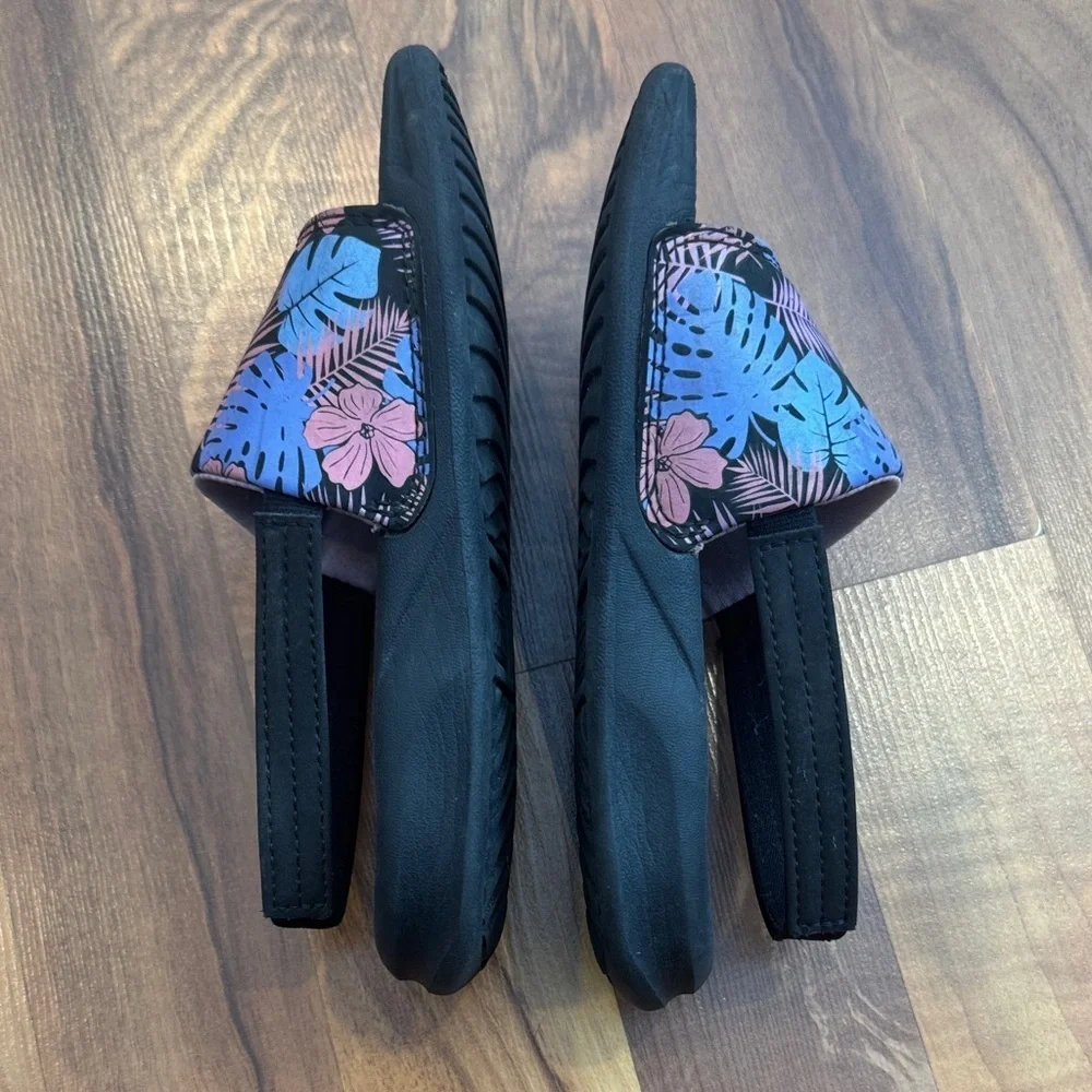 Reef Black kid Slides with Tropical Print size 12